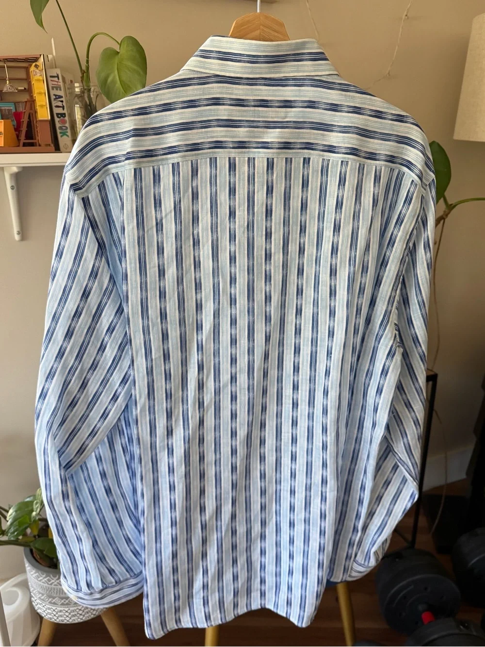 Paul & Shark 100% Linen Blue White Striped Button-Up Shirt - Picture 6 of 7